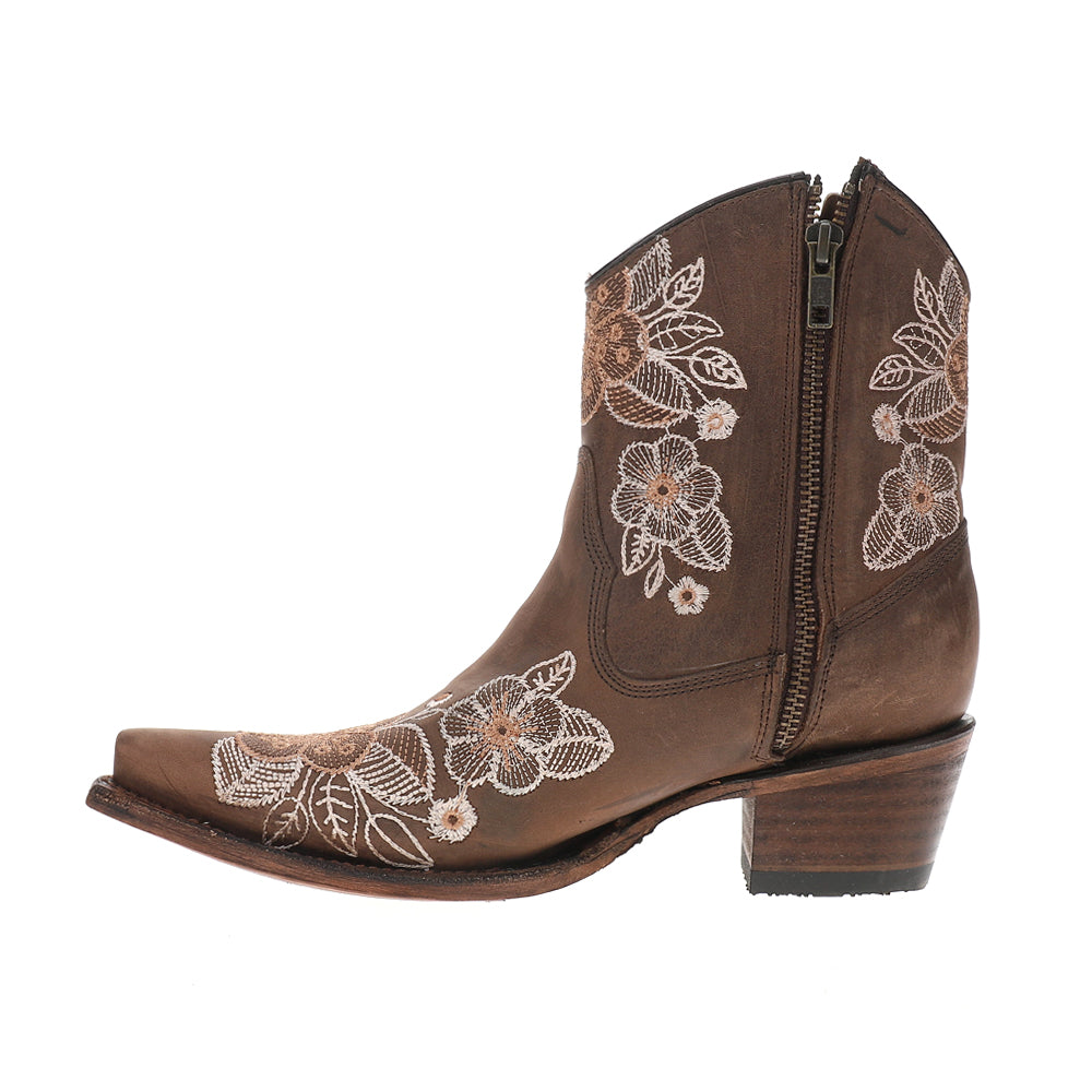 Floral Embroidered Snip Toe Cowboy Booties