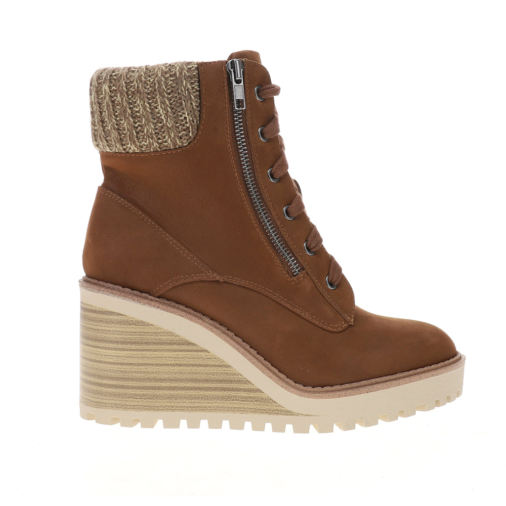 Chaz Round Toe Wedge Zippered Booties