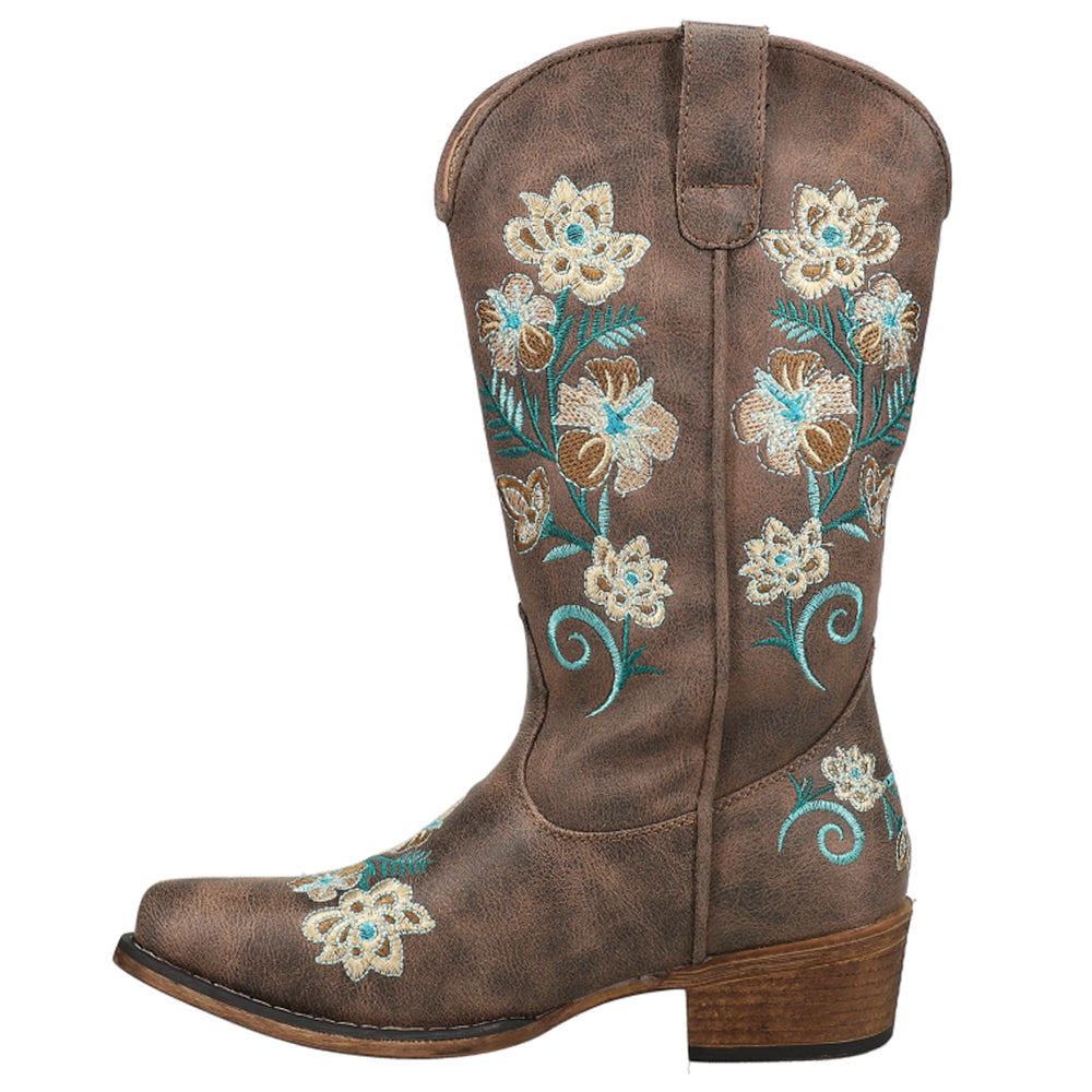 Riley Floral Embroidery Snip Toe Cowboy Boots