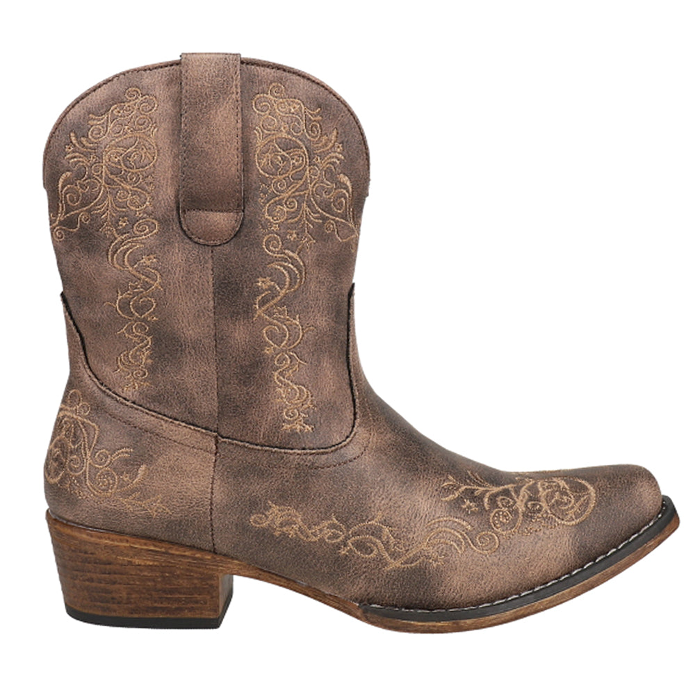 Riley Scroll Embroidered Snip Toe Cowboy Boots