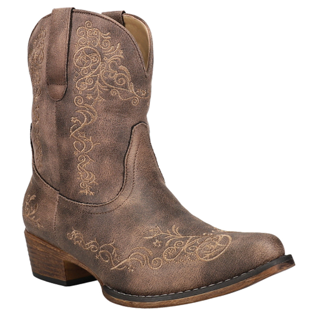 Riley Scroll Embroidered Snip Toe Cowboy Boots