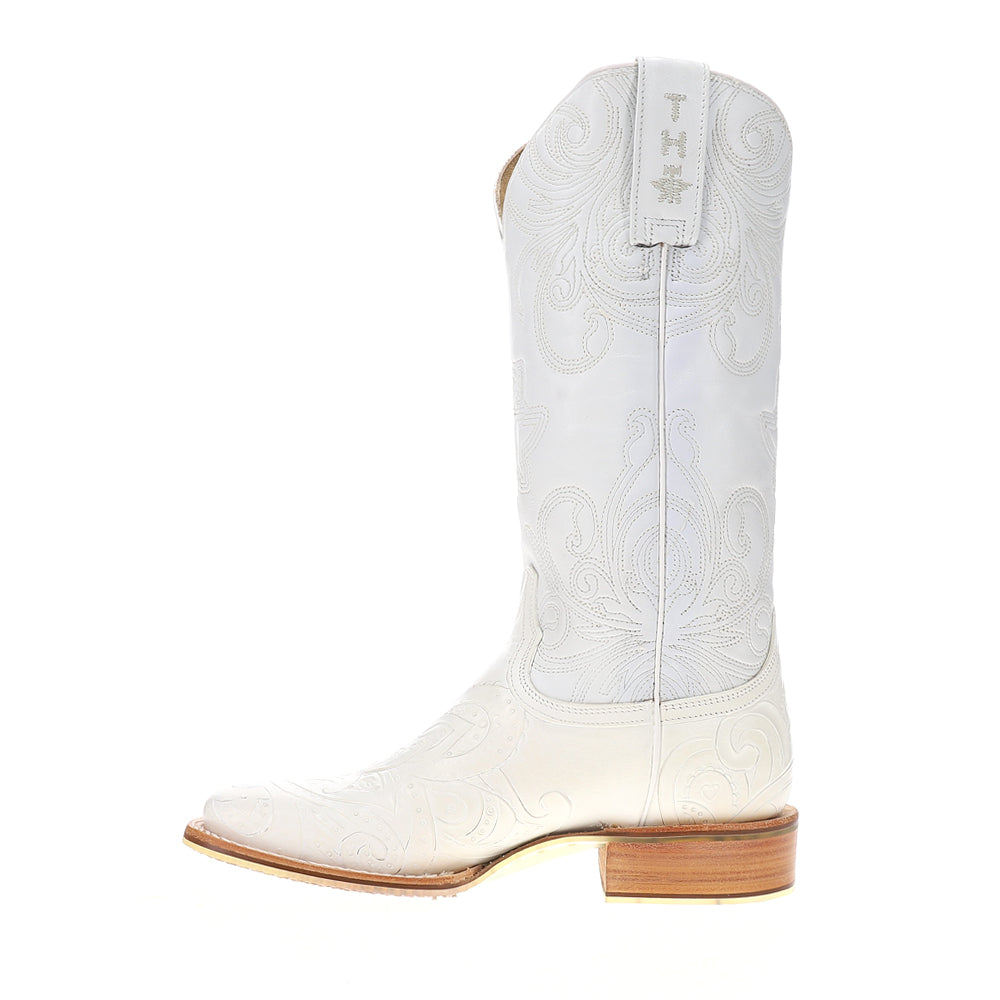 White Wedding Square Toe Cowboy Boots