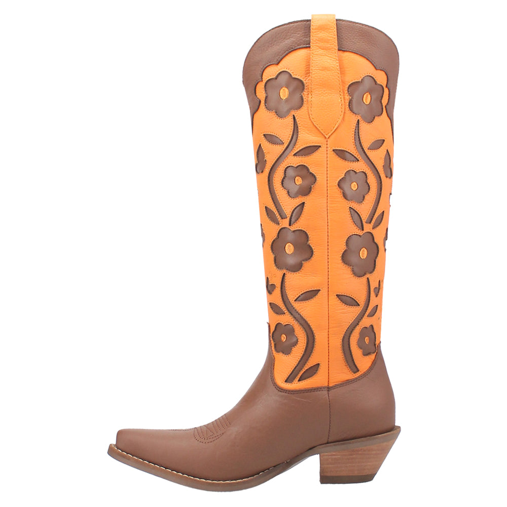 Goodness Gracious Tooled-Inlay Floral Snip Toe Cowboy Boots