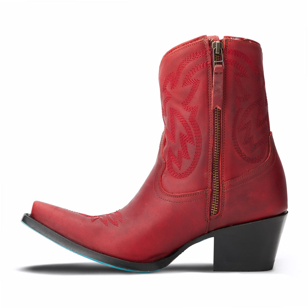 Smokeshow Embroidered Snip Toe Zippered Cowboy Booties