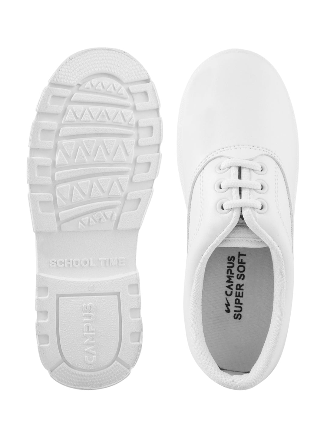 CS-A7A White Kid's School Shoes